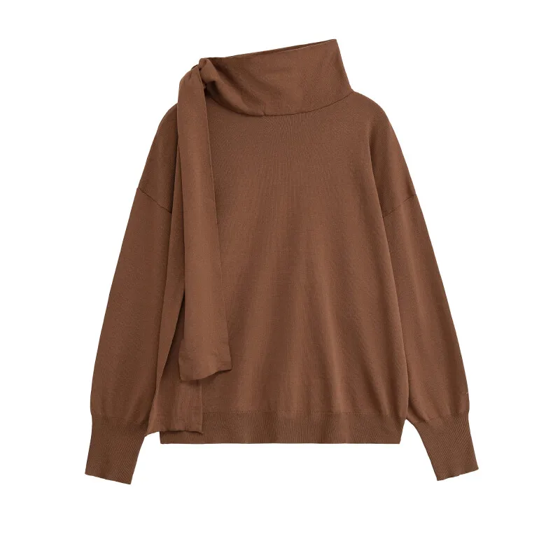 

Korejepo New Women 2025 Clothing European and American Style Fashionable Loose Bow Long Sleeved Knitted Sweater Top