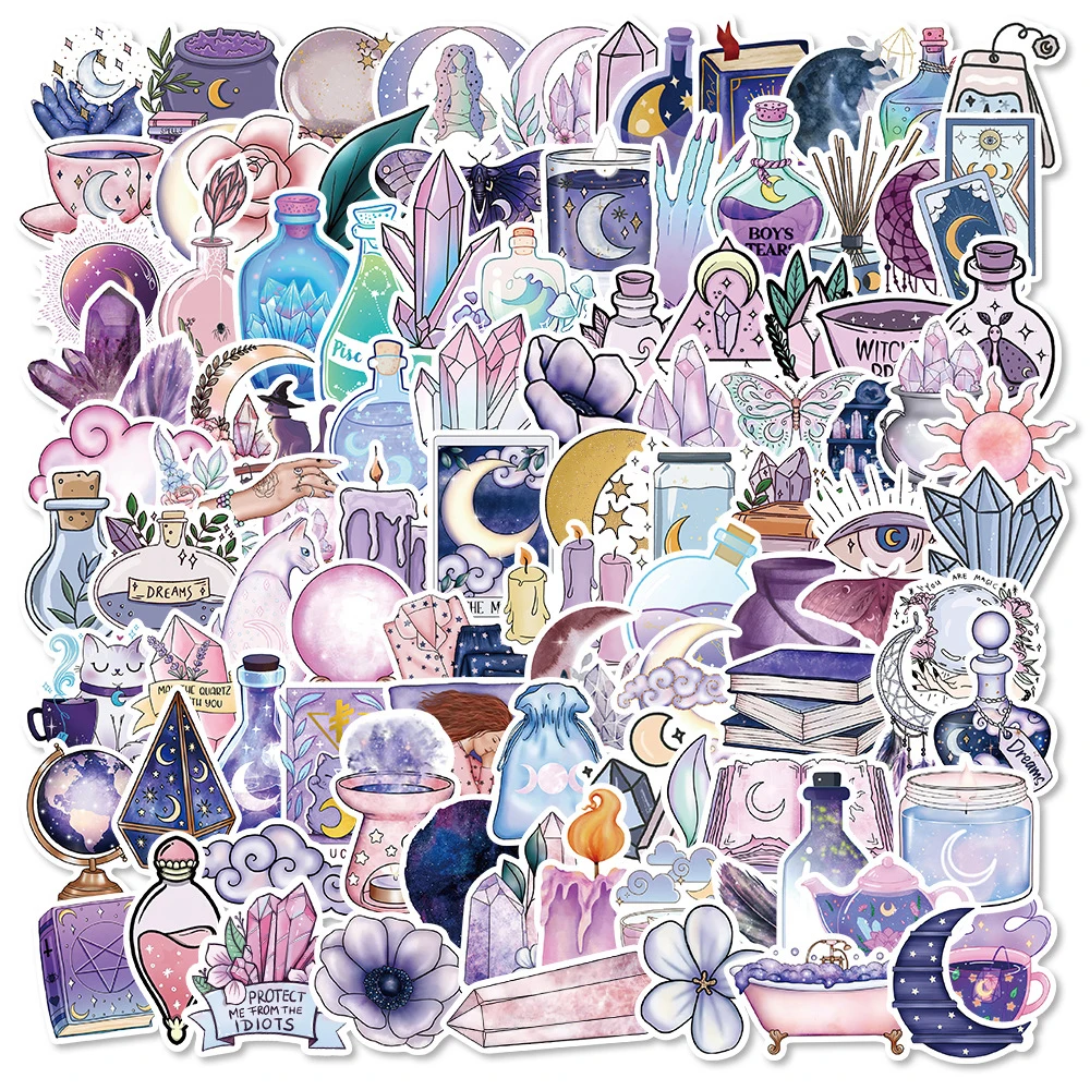 

10/30/50/100pcs Ins Style Purple Cartoon Stickers Moon Clouds Graffiti Sticker Notebook Laptop Luggage Decoration Decals Gift