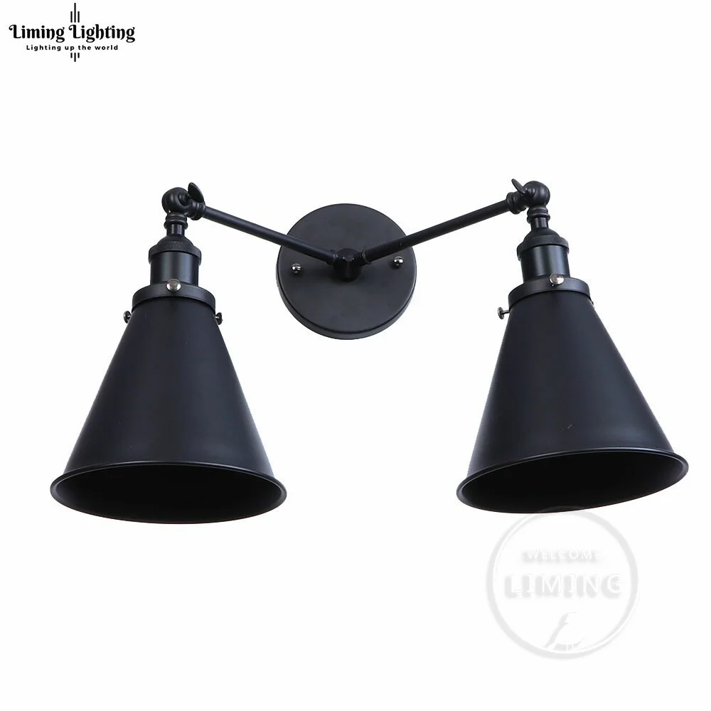 

Industrial Wall Light Wood Wall Lamp Wall Sconce Bedside Retro Industrial Wall Lamps E27 85-265V Black & Gold Sliver