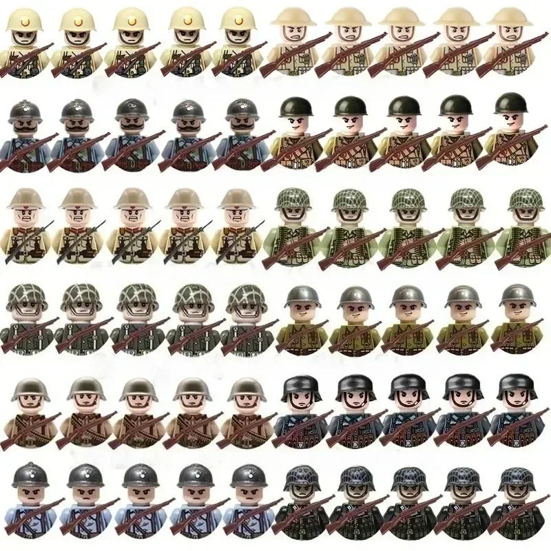 20-teiliges WWII Militär-Actionfiguren-Bausteinset Alliierte Streitkräfte Armeemänner Soldaten Multipack Kampfpaket Modellspielzeug Geschenk – Detail 8