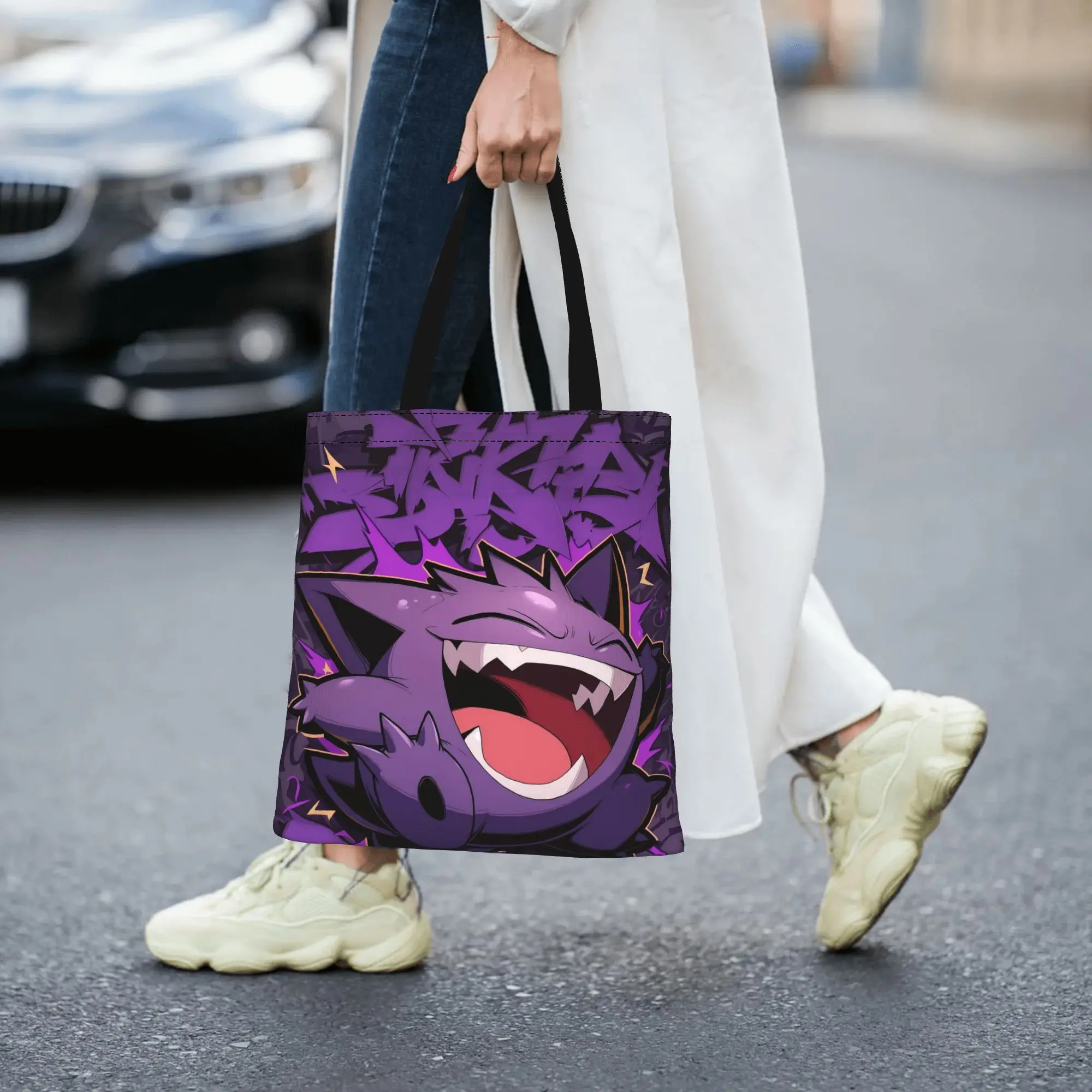Customized pokemon Women's Bag Shopping Bag Reusable Double Sided Canvas Tote Bag Shoulder  Handbag