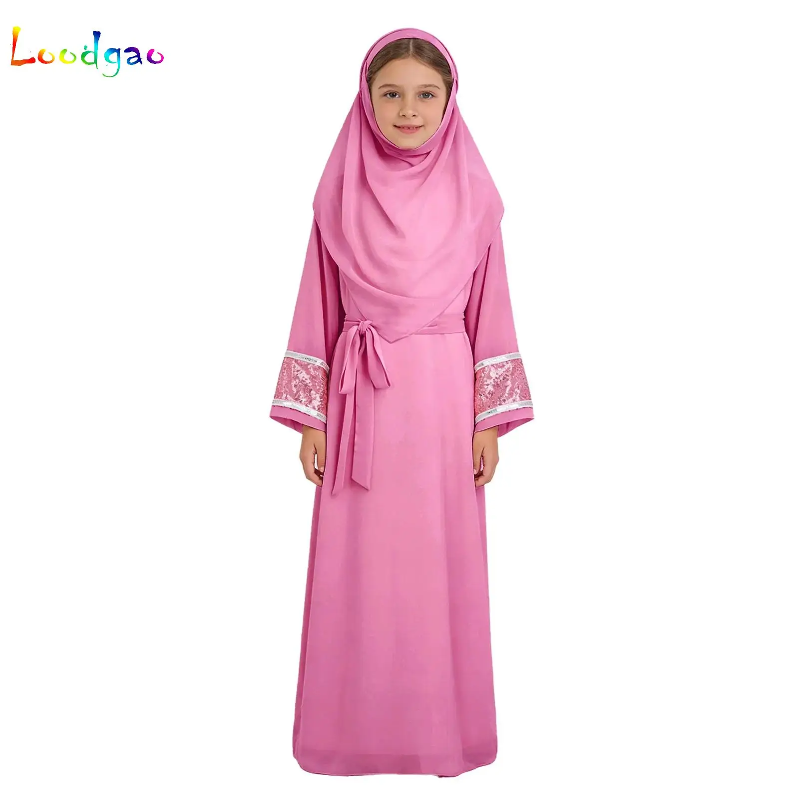 

2Pcs Traditional Muslim Kids Girls Abaya Eid Hooded Overhead Hijab Burqa Robe Dress Set Turkey Dubai Kaftan Prayer Garment Gown