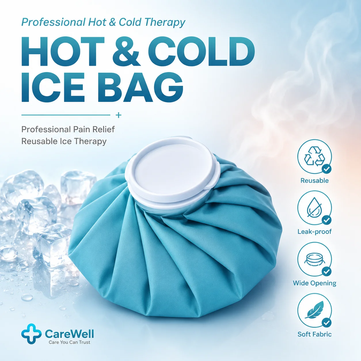 Reusable Ice Pack Bag for Hot&Cold Therapy, Leakproof Ice Bag for Knee, Shoulder, Ankle & Back Pain Relief,Sports Injury Recove