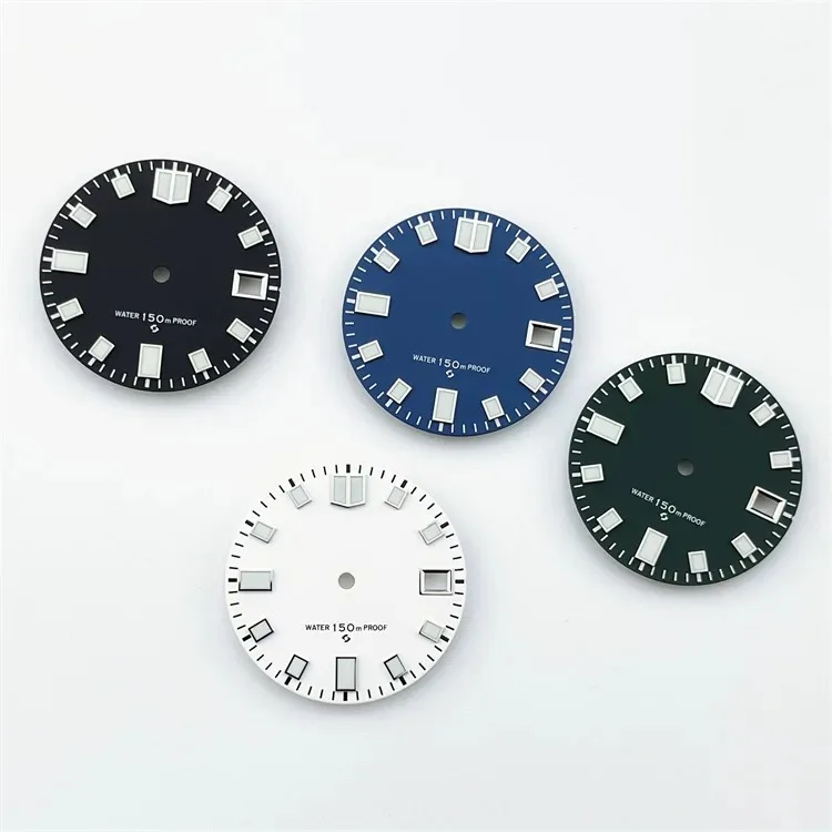 28.5mm No Logo Dial Green Luminous For NH35/NH36 Automatic Movement Matte Diving Watch Modification Accessories Custom Logo
