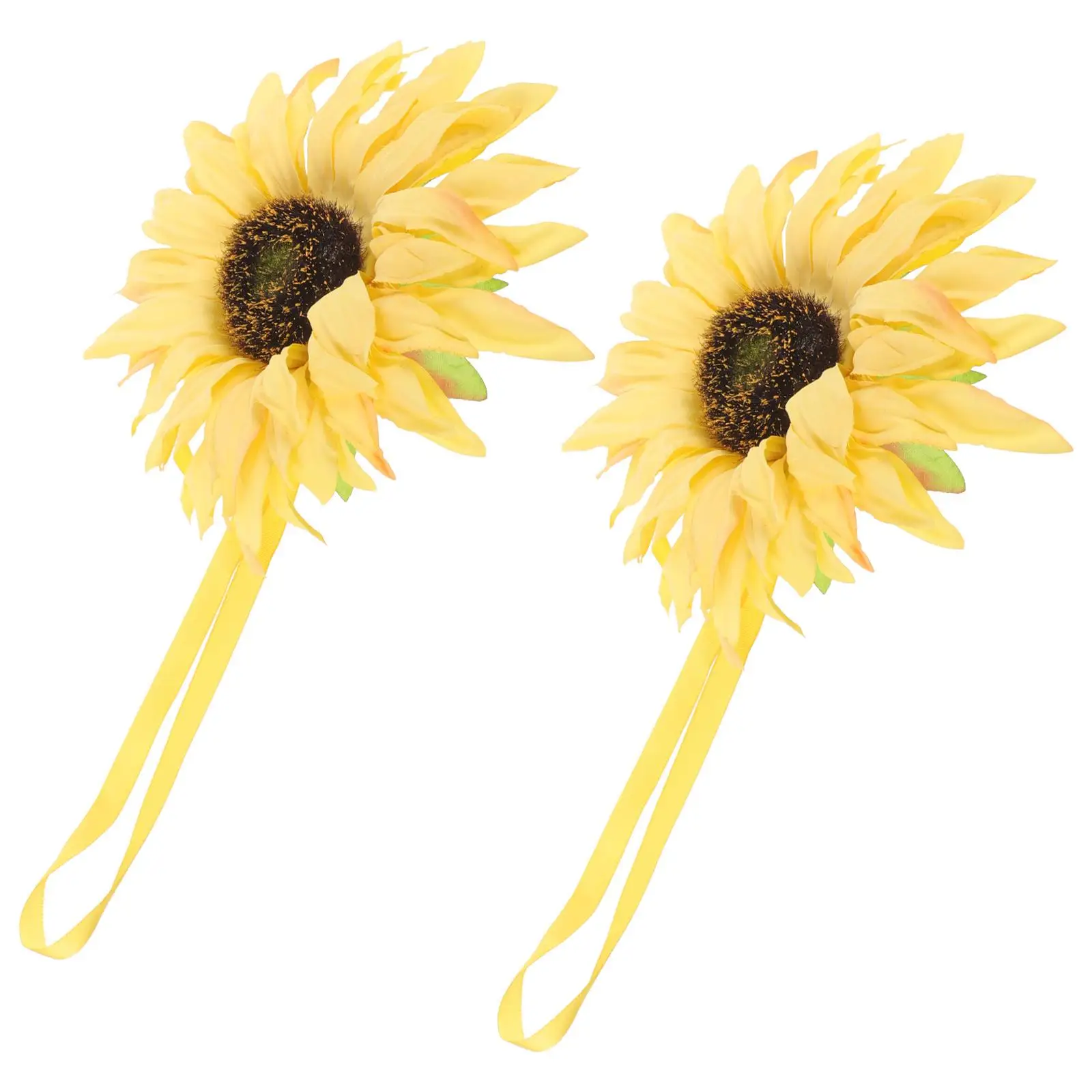 

2pcs Curtain Tiebacks Buckles Magnetic Yellow Sunflower Decorative Curtains Drapes Hardware Accessories for Home Window