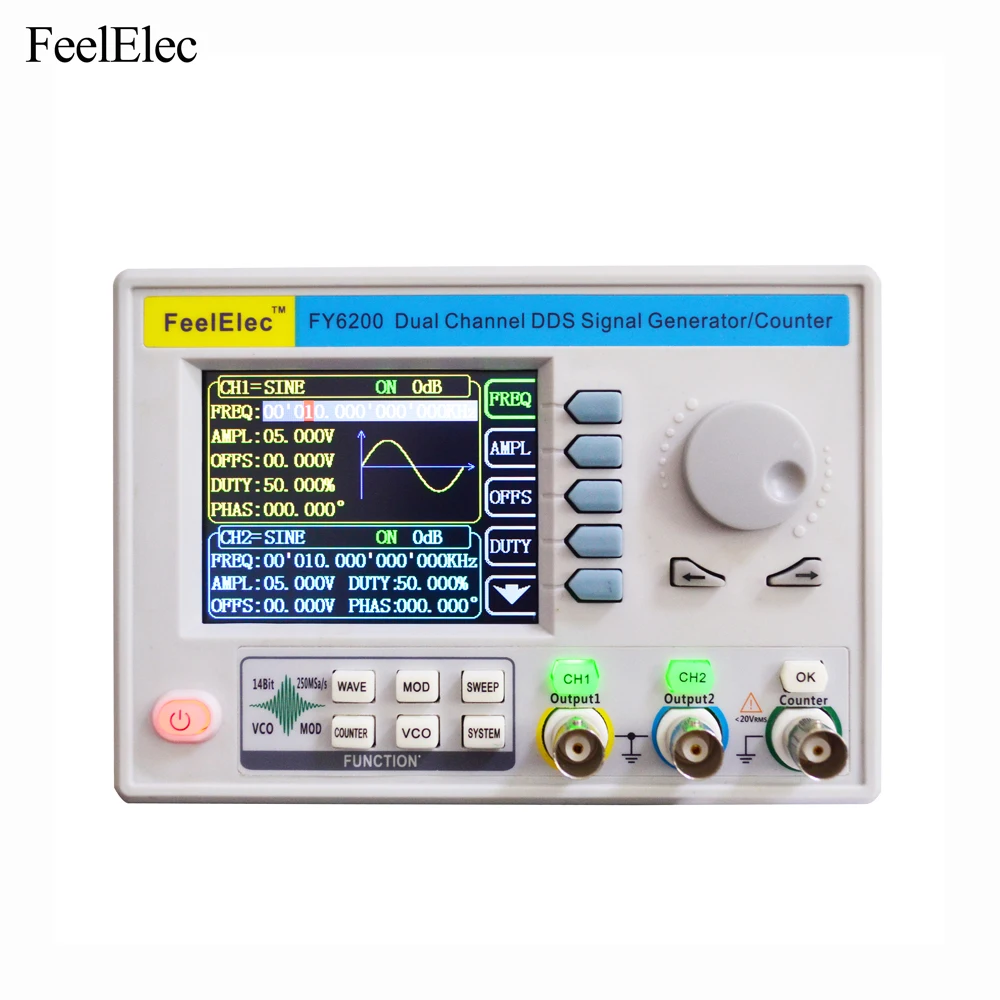 

FeelElec Signal-Generator DDS Arbitrary Waveform FY6200-60M Signal-Source-Frequency-Counter Dual-Channel