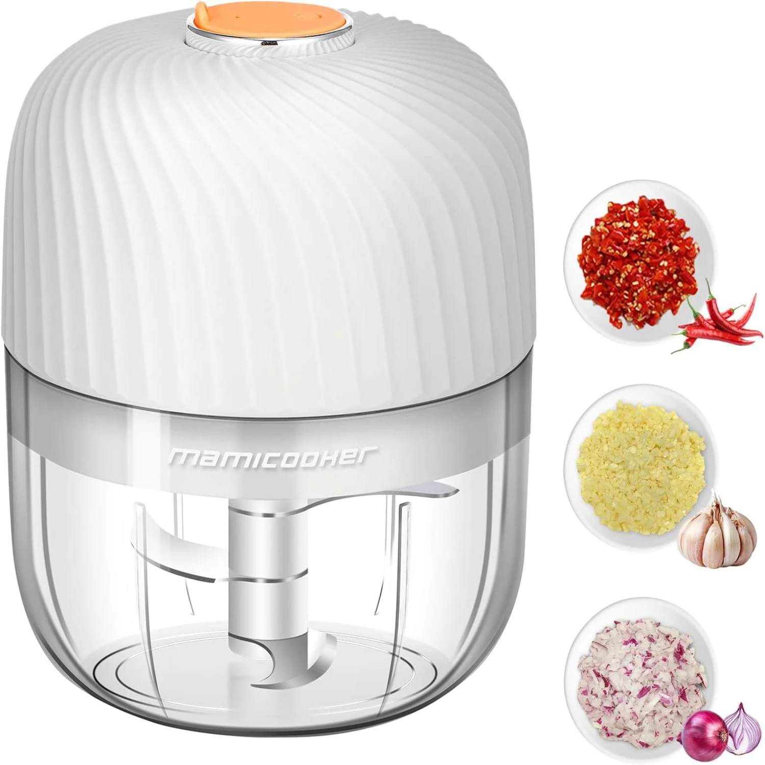 

Portable Mini Garlic Chopper, 250ML Onion Masher, Wireless Veggie Grinder, Multifunctional Food Processor for Ginger, Chili,Frui