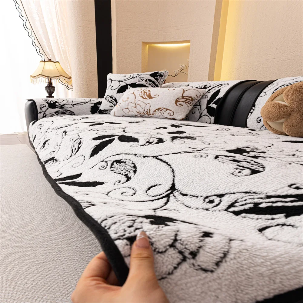 2025 New Autumn and Winter Thickened Light Luxury Non-slip Anti-cat Scratch Non-stick Wool Sofa Cushion Cover Back Towel
