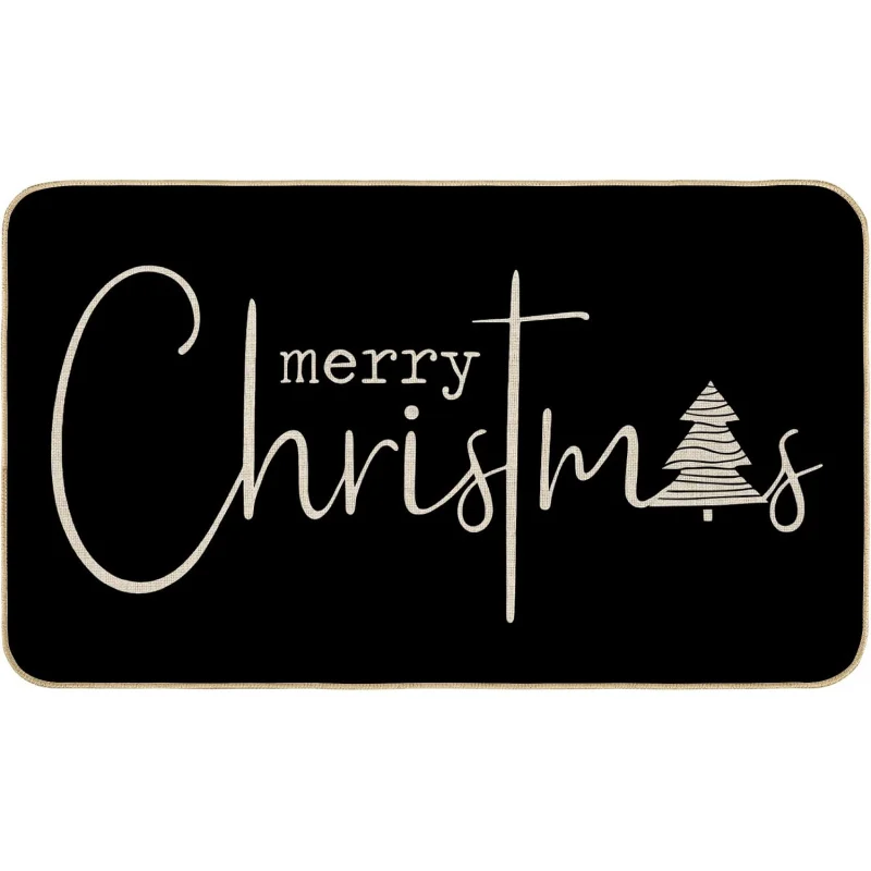 Christmas tree door mat, winter front door panel mat, indoor and outdoor entrance porch floor mat, 40X60cm