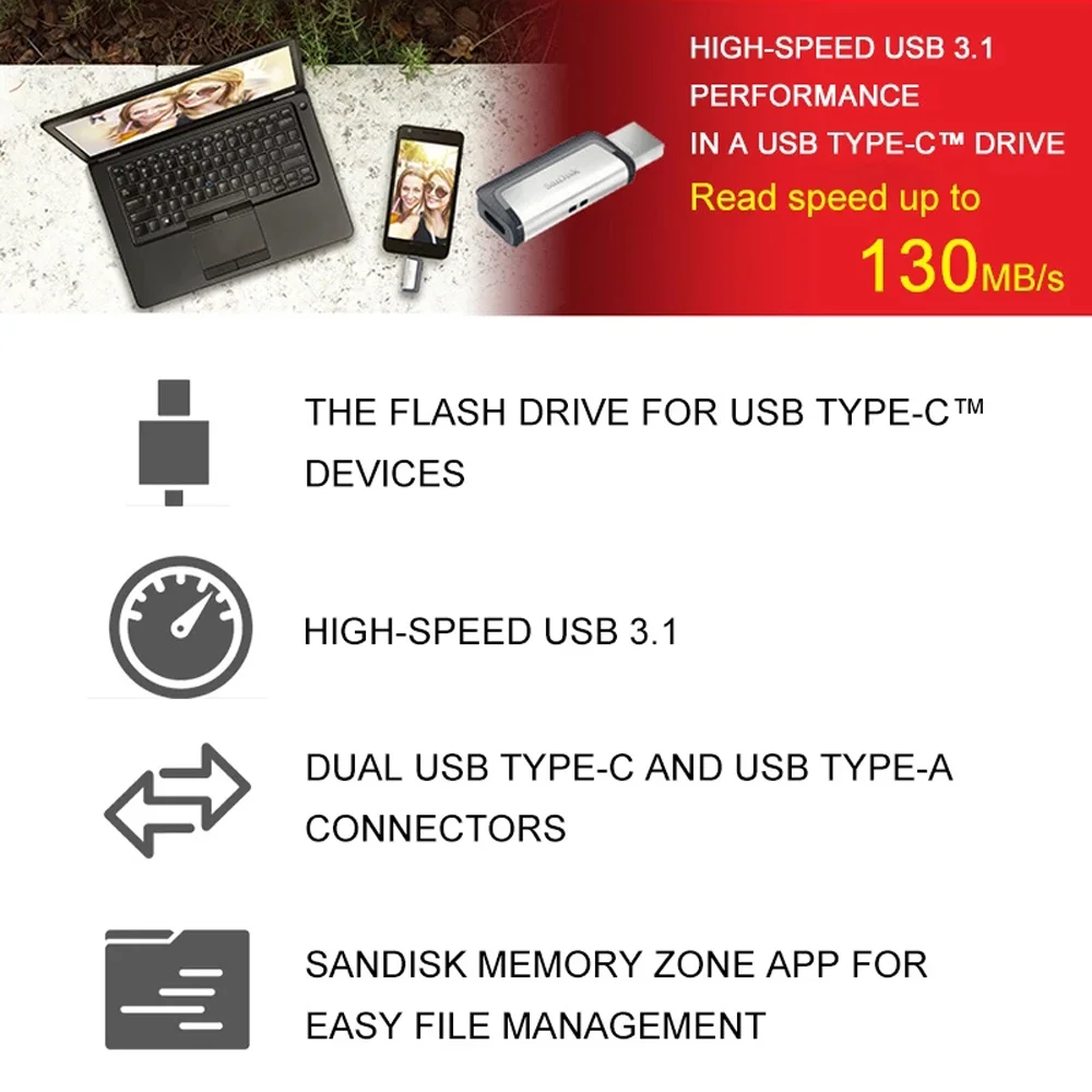 Sandisk Ultra Extreme Type-C 256GB 128GB 64GB Dual OTG USB 3.1 Flash Drive SDDDC2 Pen Drive USB Stick Micro USB Flash Type C