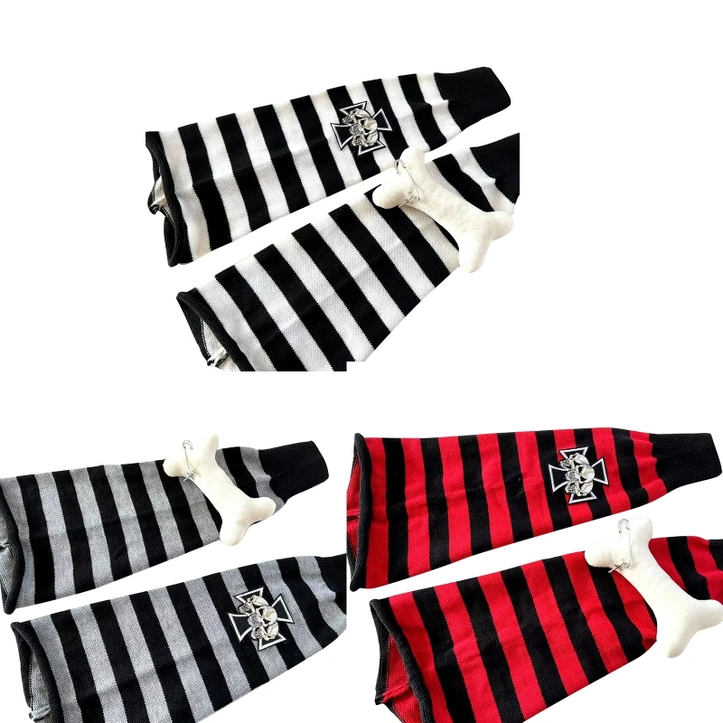 

Women's Striped Leg Warmers Gothic Plush Dog Bone Leg Warmers JK Warm Knit Socks 80s Party Dance Legwarmers for Winter