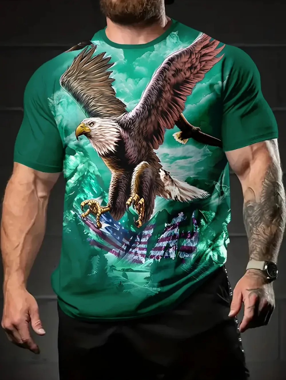 

Men's T-Shirt Cool Eagle 3D Print Summer Short Sleeve Tees Fashion Loose Round Neck Men's Top Fashion Streetwear Men's Clothing