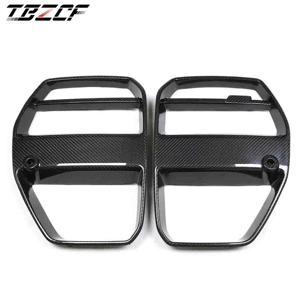 Real Dry Carbon Fiber Front Bumper Grille For BMW 2021-2023 M3 G80 M4 G82 G83 V Style Front Kidney Grille BMW Racing Accessories