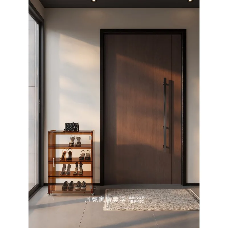 Multi-layer storage rack floor-to-wall narrow shelf, light luxury high-end floor display rack creative movable placement rack