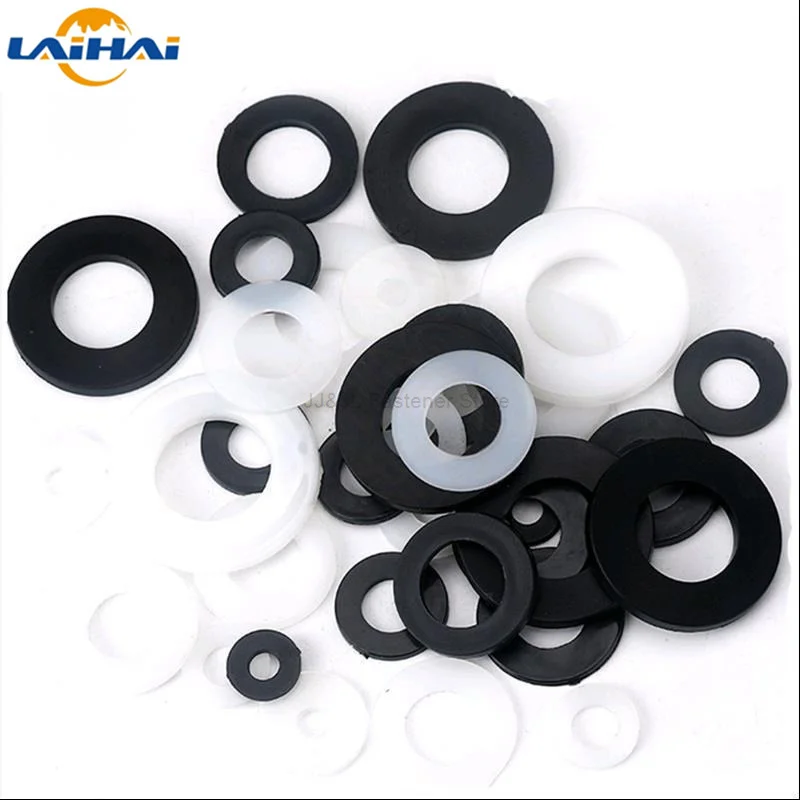 

100pcs M1.5 M2 M2.5 M3 M4 M5 M6 M8 M10 M12 White Black Plastic Nylon Flat Washer Plane Spacer Insulation Gasket Ring For Screw