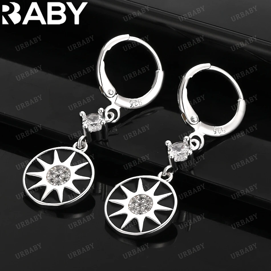 

URBABY 925 Sterling Silver Earrings Zircon Sunflower Drop Earrings For Women Jewelry Fashion Party and Daily Wear