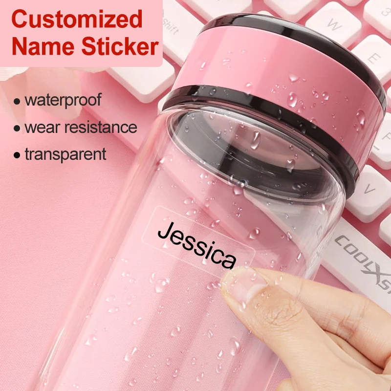 ملصقات اسم شخصية للأطفال قابلة للتخصيص بيئيًا، لوازم مدرسية، ملصقات متينة مقاومة للماء ومتعددة اللغات