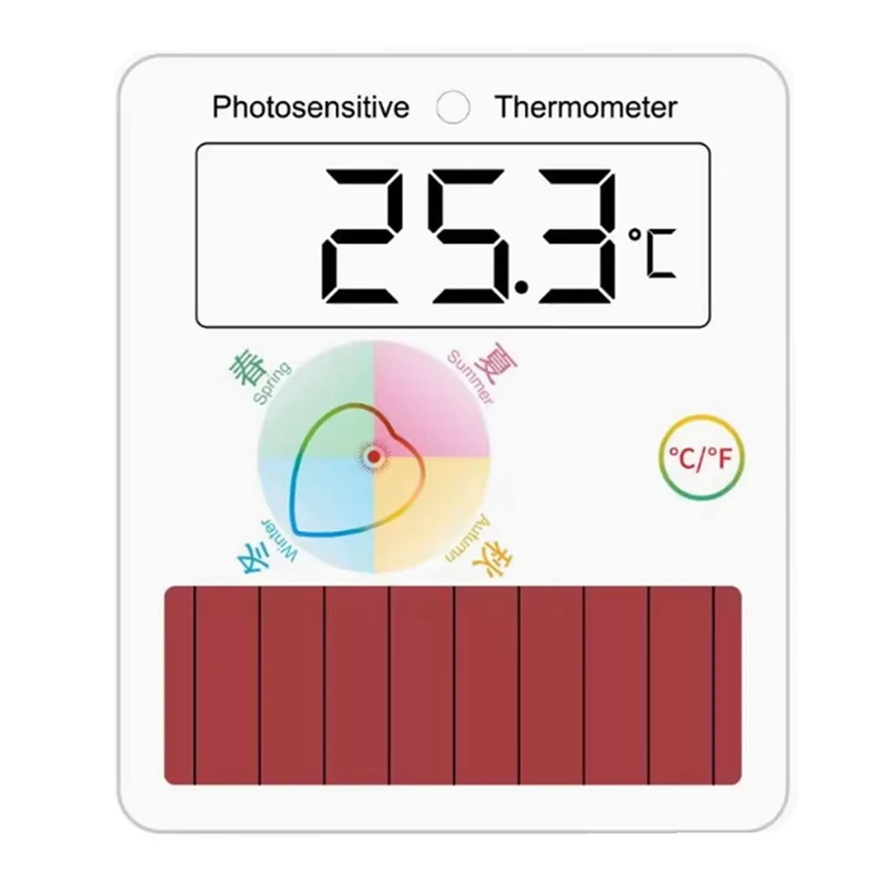 Solar Thermometer, Fish Tank Thermometer, Light Thermometer, Large Screen, Ultra-Wide Viewing Angle