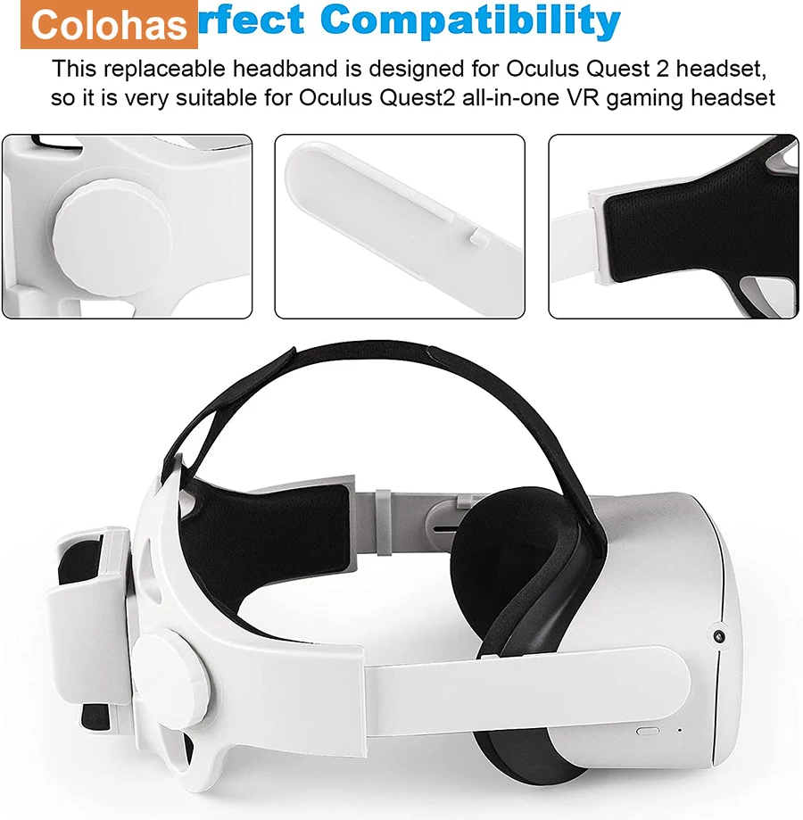 Imagem -04 - Correia de Cabeça Ajustável para Oculus Quest vr Acessórios Gamer Handle Grip Covers Halo Novo