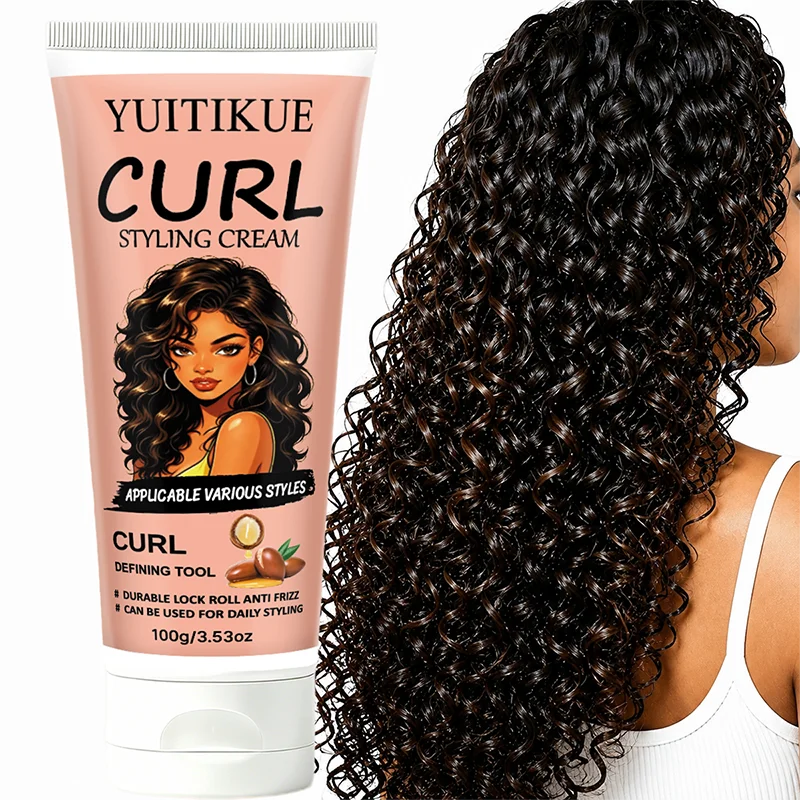 **YUITIKUE Curl Defining Cream Boost Shiny Elastic Curls Non Sticky Moisturizing Anti Frizz Long Lasting Hair Styling**
