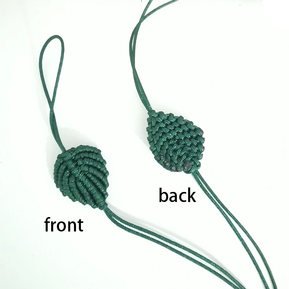 4Pcs hand woven green leaf ornaments work in progress jewelry decorative plant accessories with adjustable knots different sizes