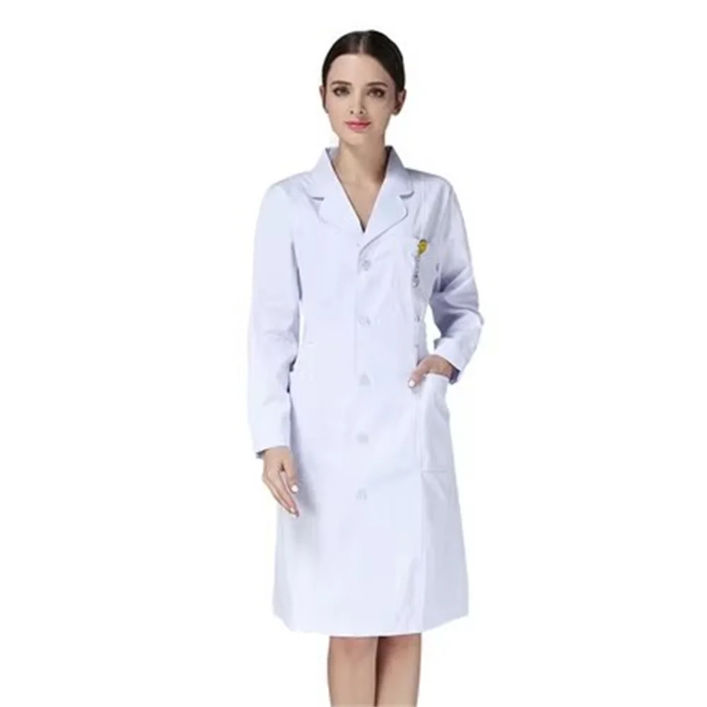 Uniforme d'infirmière pour femmes, blouse de laboratoire blanche à manches courtes, salopette à manches longues pour médecin féminin