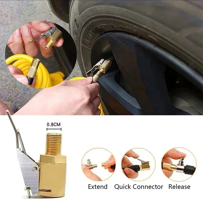 Portable Inflatable Pump Connector Car Tire Air Chuck Compressor Tire Inflator Tire Chuck with Barb Connector for Hose Repair image 3