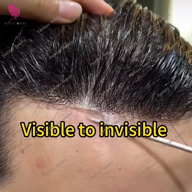 

Невидимый ультратонкий мужской парик (0,02 мм) из микро-ПУ, 80% плотность, с естественной линией роста волос, коричневый, светло-русый, серый, 100% натуральные человеческие волосы