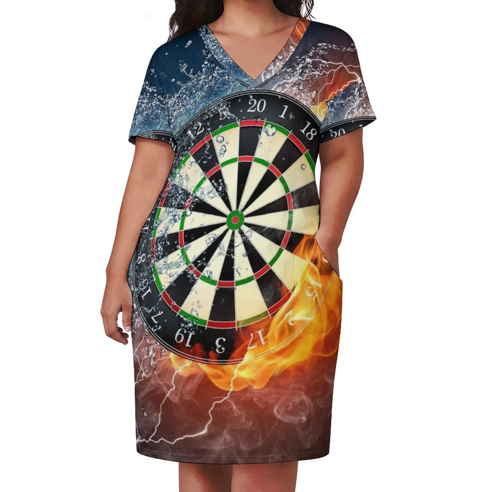 Fire And Ice Dartboard Loose Pocket Dress Woman fashion elegant women