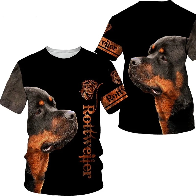 Mens Animal Dog T-shirts 3d Print Short Sleeve Funny Rottweiler T-shirts Summer Mens Oversized Casual Tee Tops Streetwear