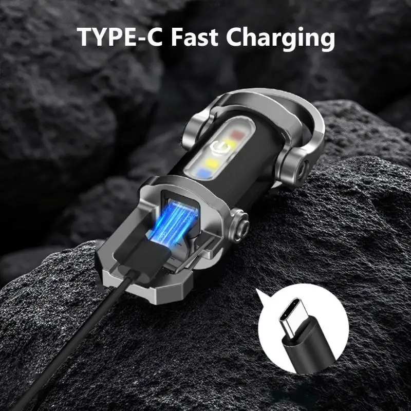 M6CF Small LED Flashlights Keychain Lamp USB Rechargeable Torches Portable Handlights Outdoor Camping Work Light Enduring