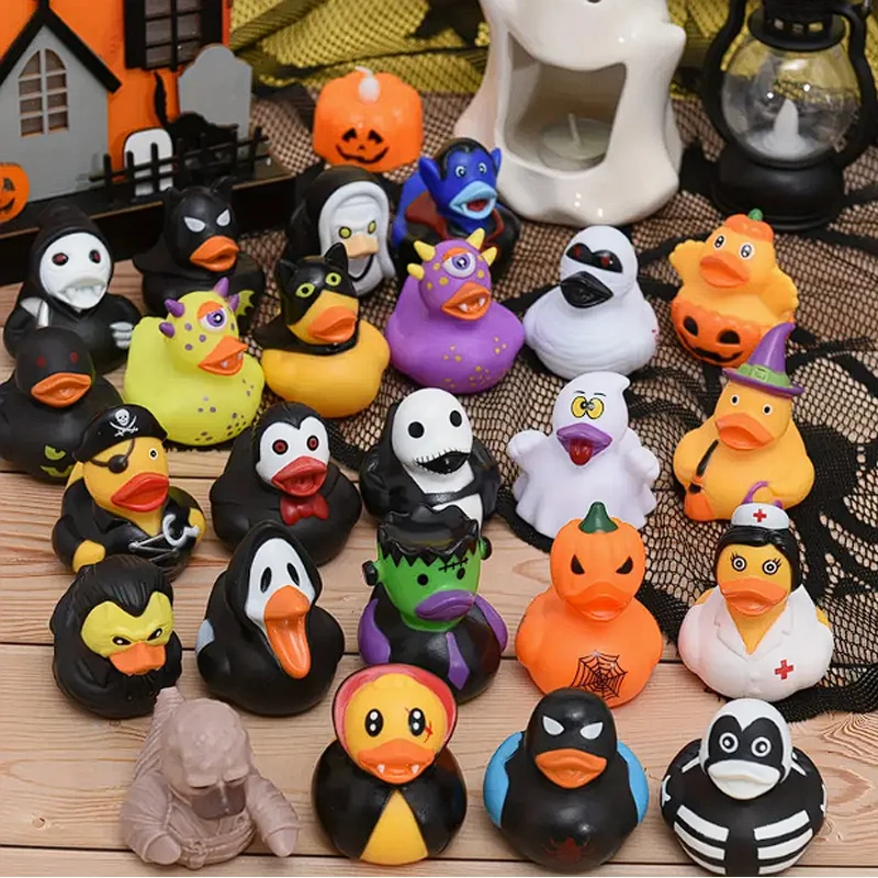 6/12/24 patos de goma de Halloween, paquete de rol de Halloween de patos de goma, pato de goma de calabaza, divertidos juguetes de goma para niños