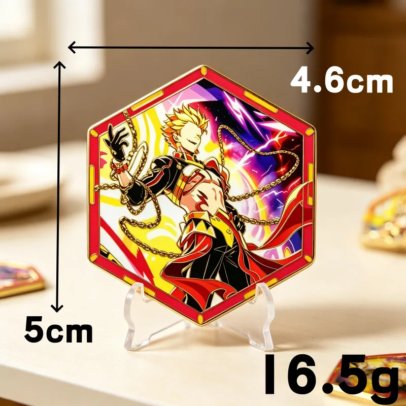 Gilgamesh Hexagonal Badge Doujin Original Two-dimensional Metal Etching Badge Bag Accessories Game Merchandise