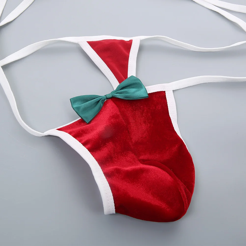 عيد الميلاد أزياء الرجال المثيرة سراويل ثونغ g-سلسلة قابل للتعديل جلد متابعة الملابس الداخلية الناعمة رجل مثير ملخصات Tanga #4