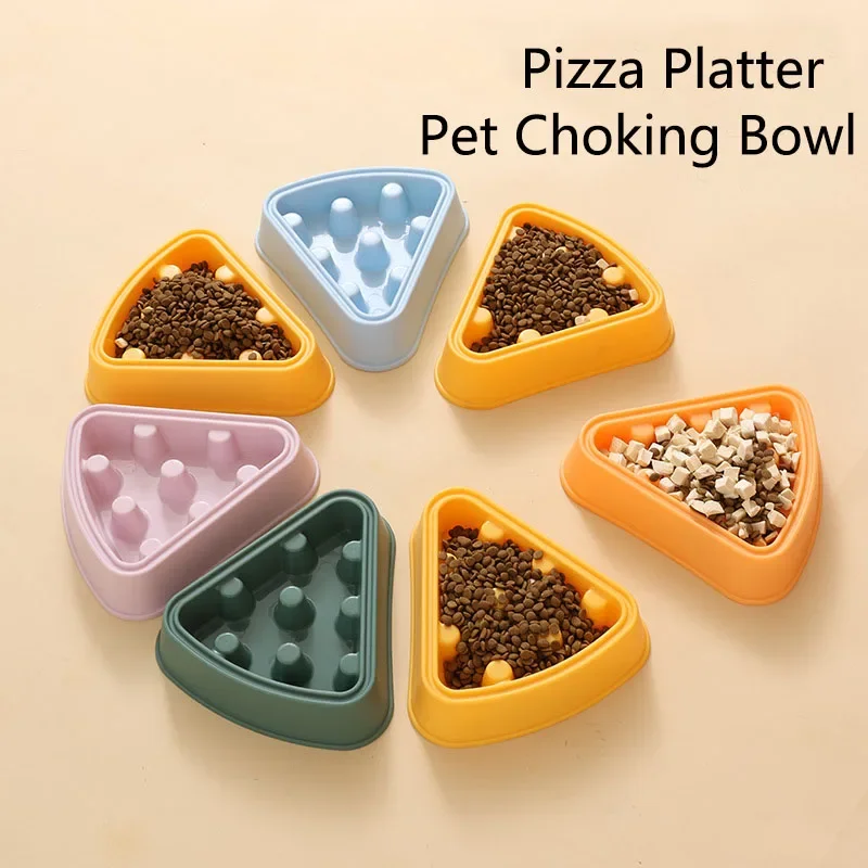 Pet Feeding Dishes Puppy Cats Slow Food Bowl Anti-Gulping Non-slip Pets Slower Feeder Medium Small Dogs Pizza Single Bowl