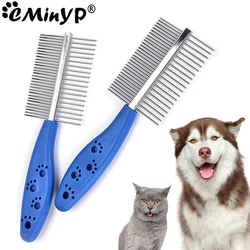 Professional Pet Combs Hair Remover Stainless Steel Teeth Dual-Sided Brush Cat Dogs Grooming Cleaning Tools For Short Long Hair