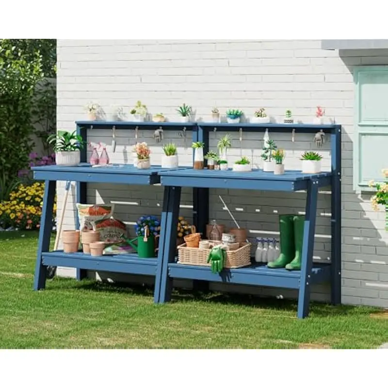 3-Tier Weatherproof Gardening Station with Slanted-Leg Stability System HDPE Construction Ergonomic 44.5 Inch Height 220 Pound M
