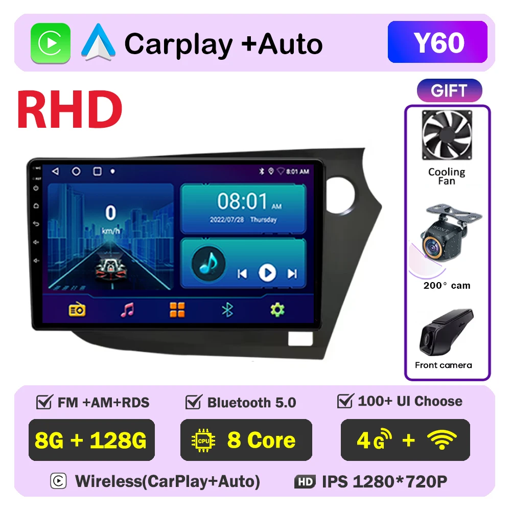 Autoradio Android Navigatie Voor Honda Insight 2009 2010 2011-2014 Multimedia Video Player Head Unit Geen 2din DVD QLED scherm