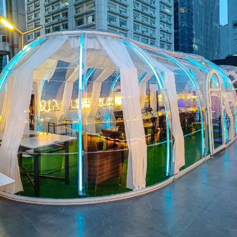 PC Bubble Room Tent House Large Prefab Bubble Dome House Geodesic Starry Sky Room for Outdoor Rental Dome House with Bathroom