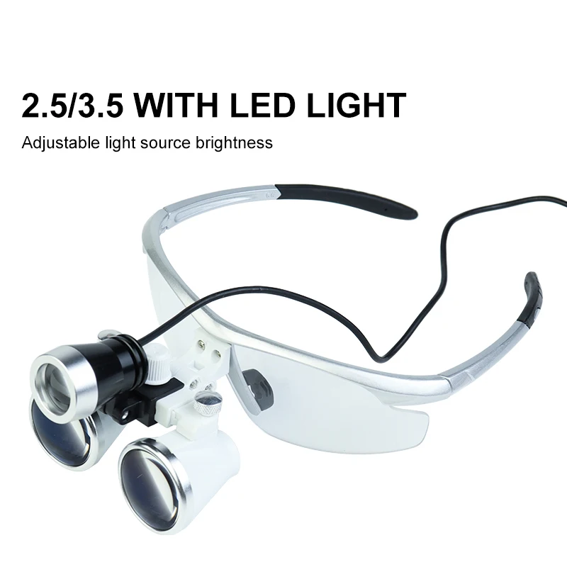 2.5X/3.5X Dental Loupes Surgical Magnifying Glass Surgical Magnifier Binocular Magnifying Glass Working Head Mounted Lighting
