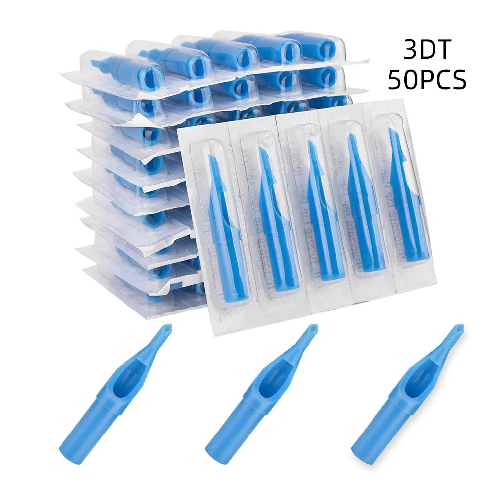 ATOMUS 50pcs 3/5/7/9/11DT Permanent Makeup Tattoo Caps Disposable Machine Side Hole Needle Ink Cup Grip Tips Supply