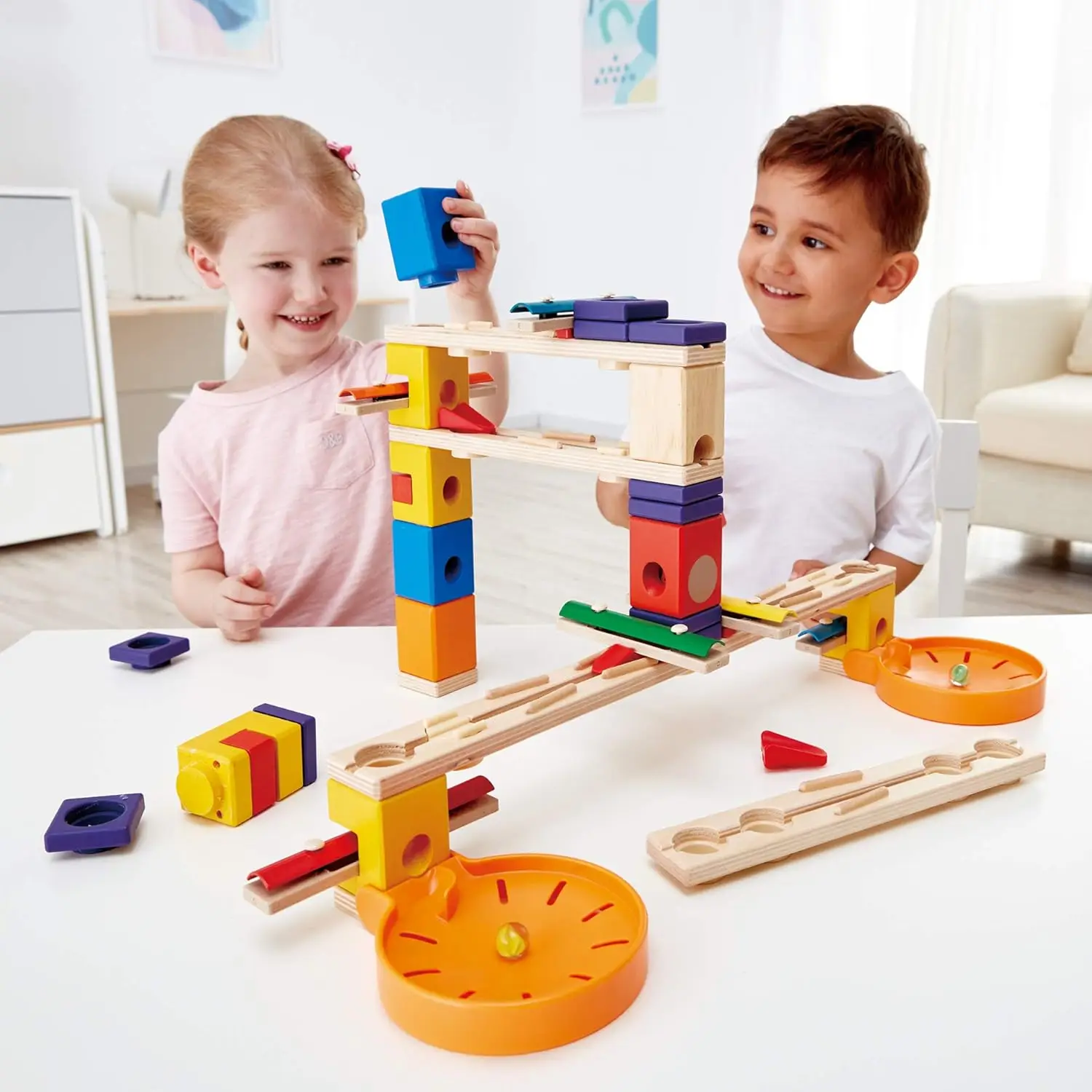 Quadrilla in legno Marble Run Music Motion Construction con istruzioni |   Giocattoli educativi di apprendimento STEM da 97 pezzi per bambini