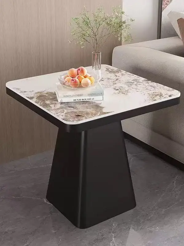 ！@Modern Luxury Hotel Guest Room Square Rock Plate Coffee Table Durable Small Metal Side Table Balcony Customized Color Bedside