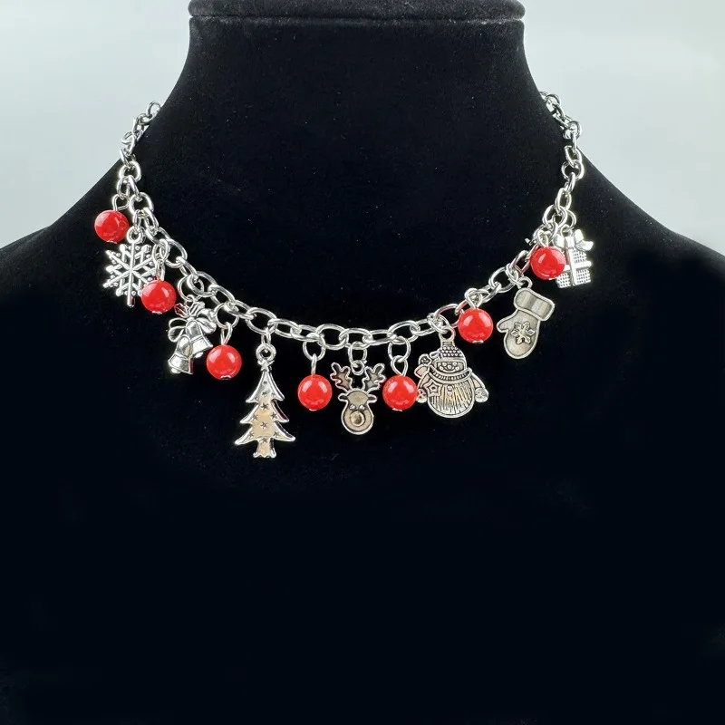 Cross-border Pop Christmas Tree Elderly Snowflake Necklace Female Design Elk Pendant Bracelet Accessories