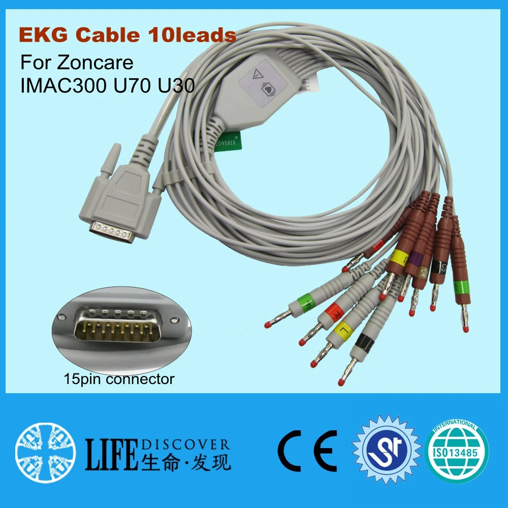 EKG Cable For Zoncare 18 Leadwires 10leads 26pin 15pin Connector For IMAC120B U70u30 iMac1800 Eletrocardiogram Ekg Machine