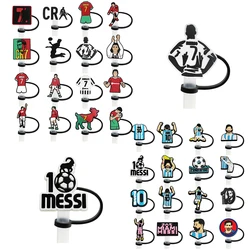 Football Star Silicone Straw Toppers for 10mm,Straw Caps for Glass Cup,with 30&40Oz Tumbler with Handle Dust-Proof Reusable