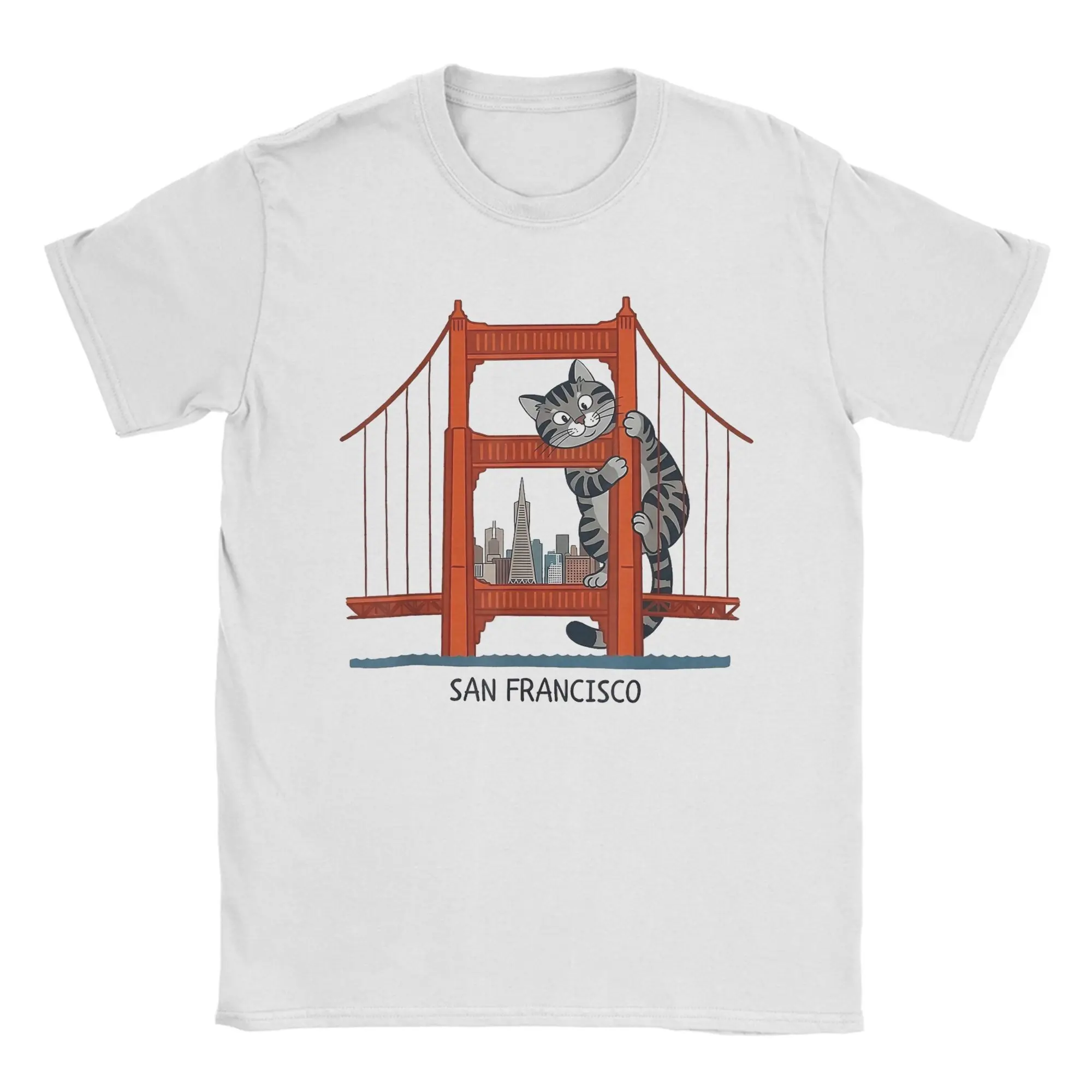 Men's Ryan Gosling Cat San Francisco Bridge T Shirt Project Hail Mary Cotton Short Sleeve Round Collar Tee Shirt T-Shirts