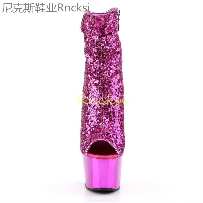 17cm High-heeled boots, low-tube temperament fashion pole dancing, thin-heeled low-tube boots, fishmouth low-tube boots