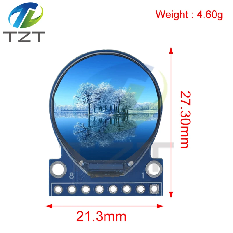 TZT TFT-scherm 0,71 inch TFT LCD-displaymodule Ronde RGB 160 * 160 GC9A01 Driver 8PIN SPI-interface 160x160 PCB voor Arduino