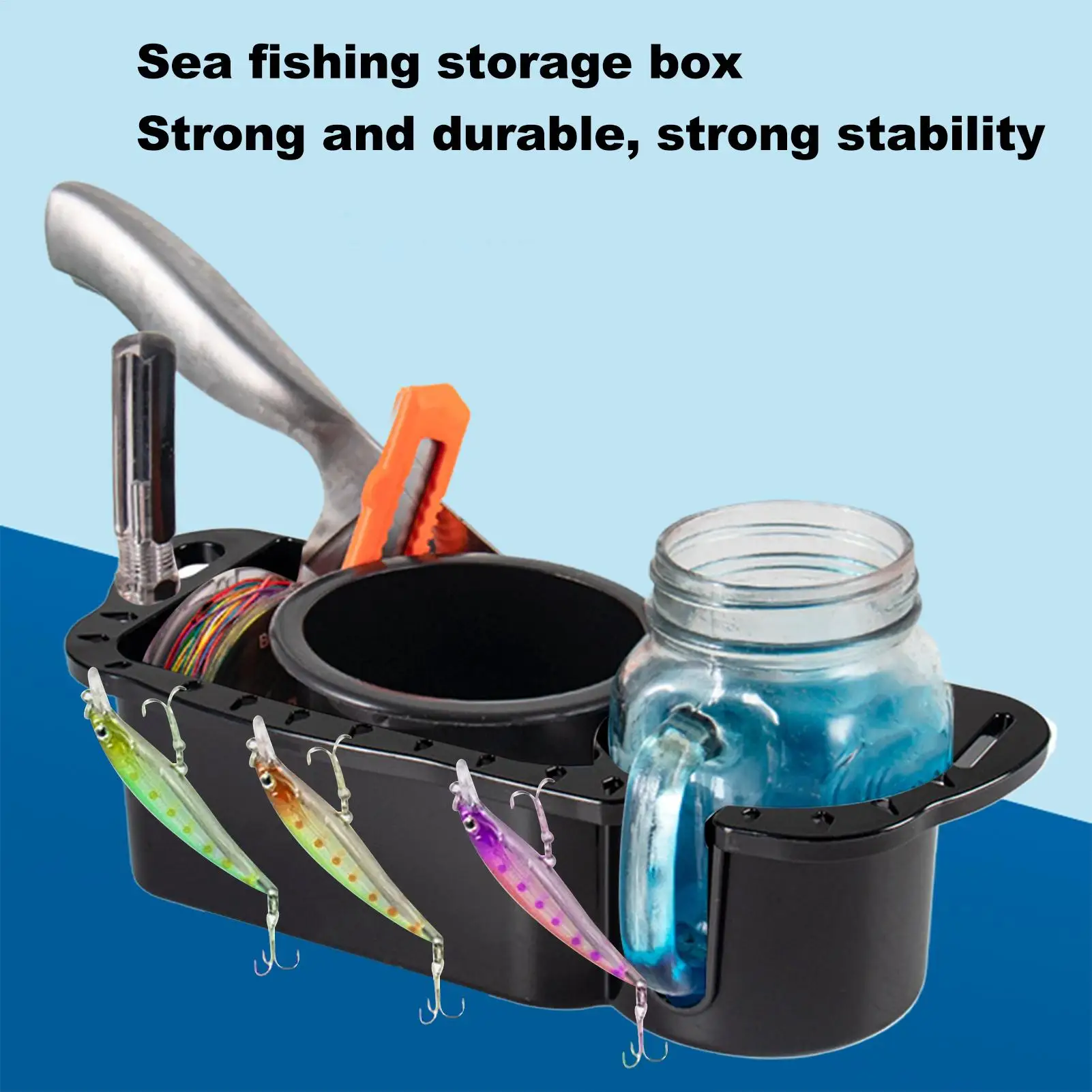 

Marine Storage Caddy Box Universal Cup Holder Phone Drink Organizer Multi-functional Tackle Accessories Outdoor Gear for Marine